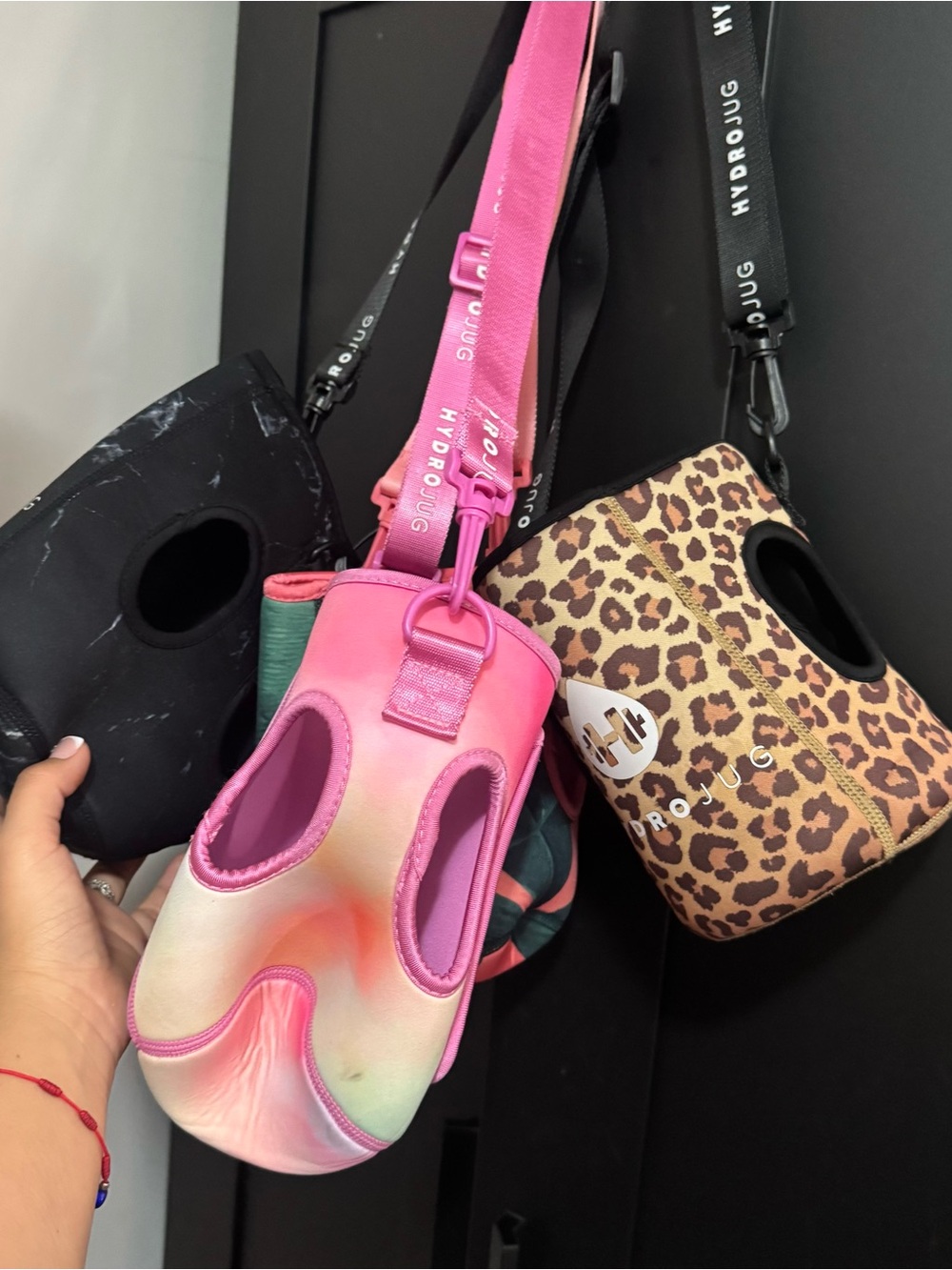 HydroJug Pink Tie-Dye, Leopard, Marble, Tropical Bundle Crossbody Bottle Holders